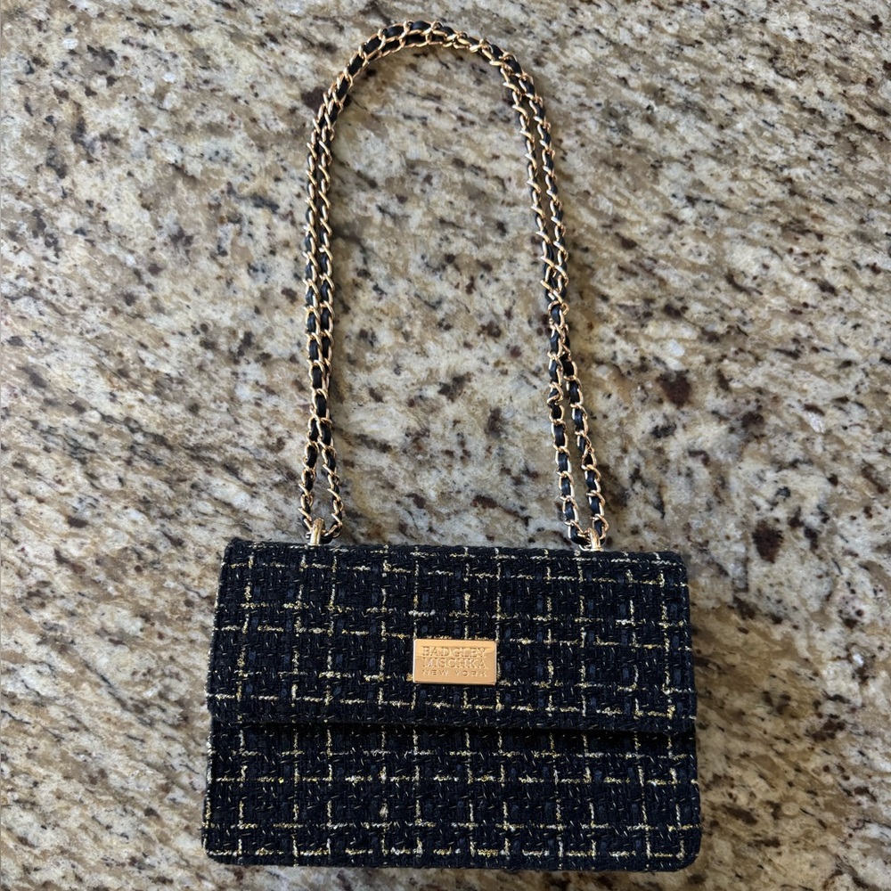 NWOT badgley mischka tweed crossbody bag